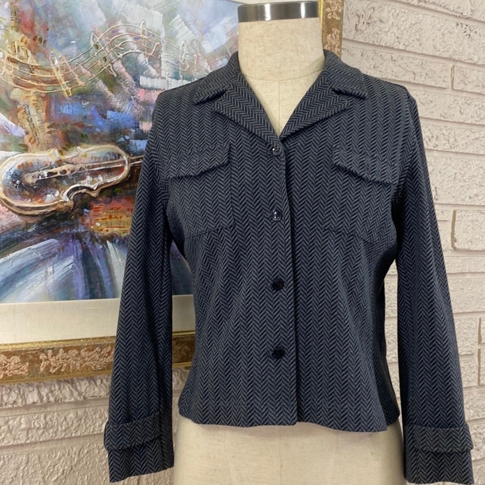 Nordstrom Cotton Blend Herringbone Print Knit Shirt Top